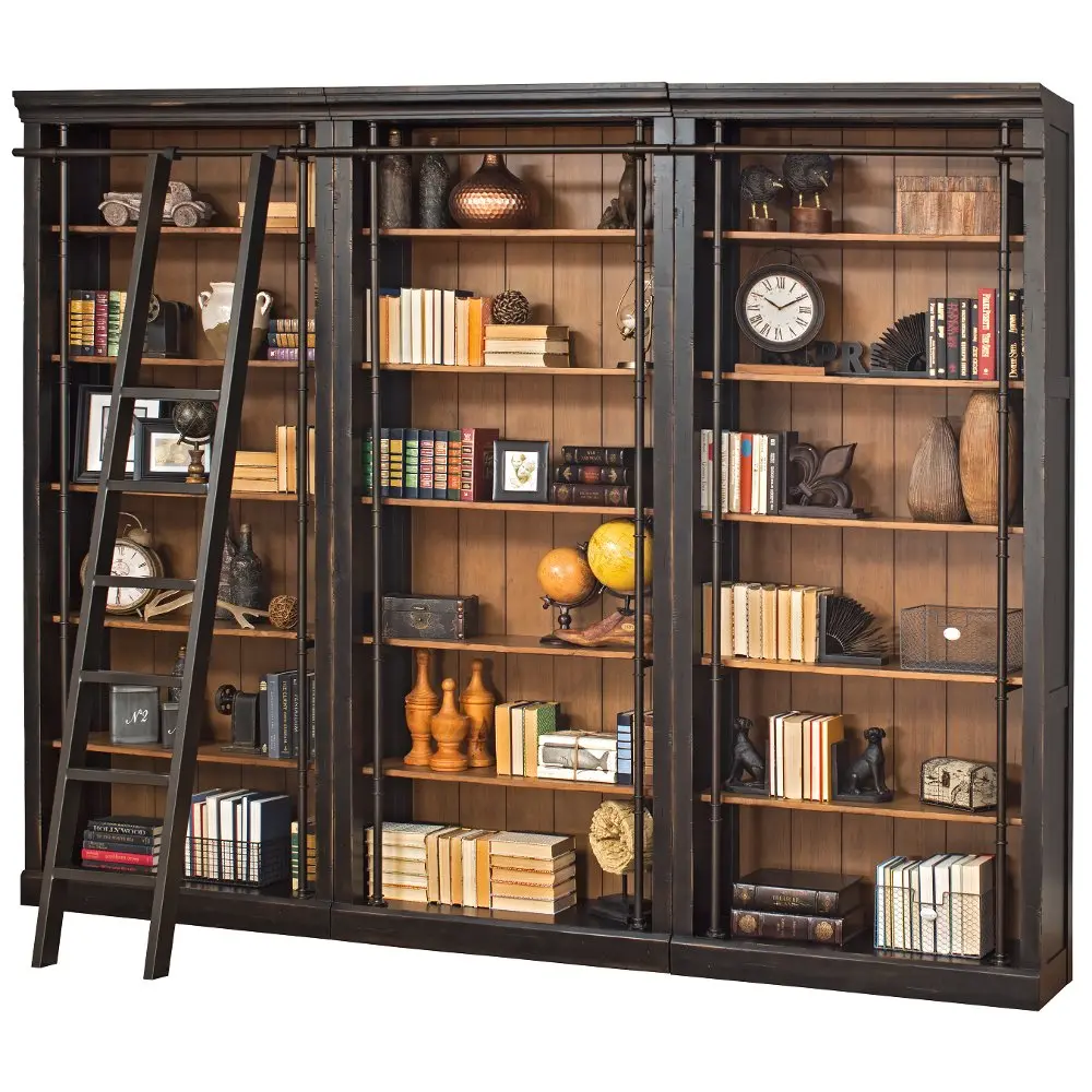 Toulouse 4 Piece Two Tone Brown Bookcase Wall-10