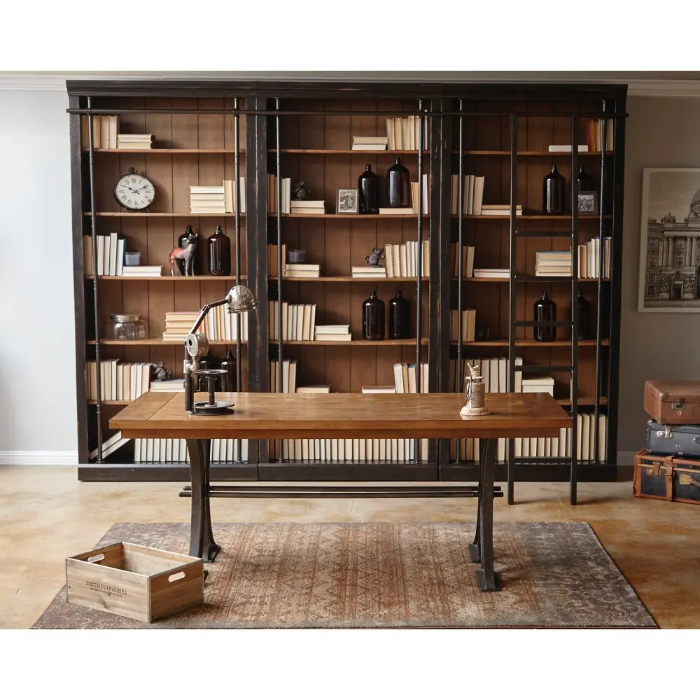 Toulouse 4 Piece Two Tone Brown Bookcase Wall-2