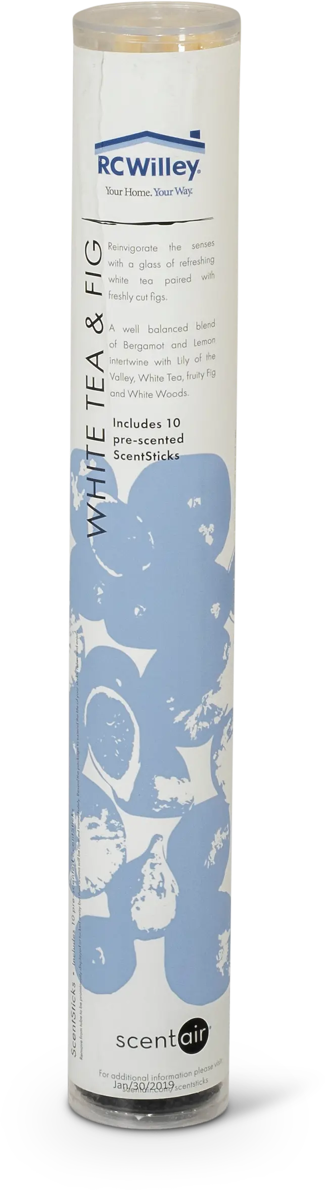 White Tea and Fig 10 Piece Pre-Scented Sticks with Vase-1