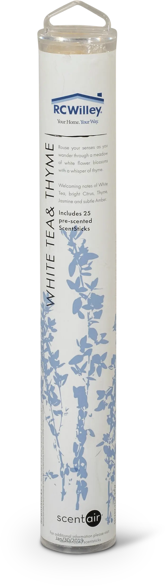 White Tea and Thyme 25 Piece Pre-Scented Sticks with Vase-1