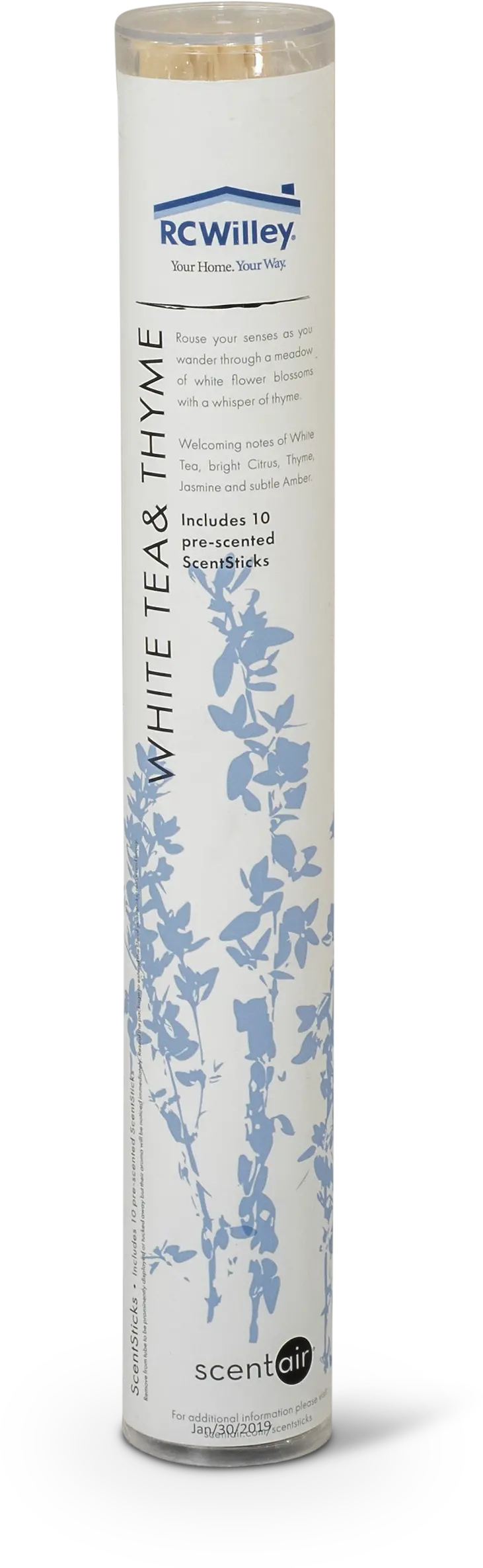 White Tea and Thyme 10 Piece Pre-Scented Sticks with Vase-1