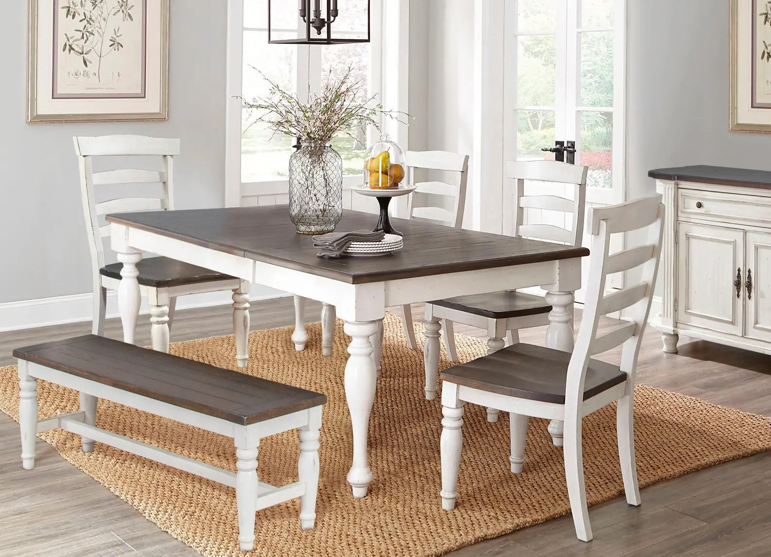 Bourbon County White Two-Tone Dining Bench-2