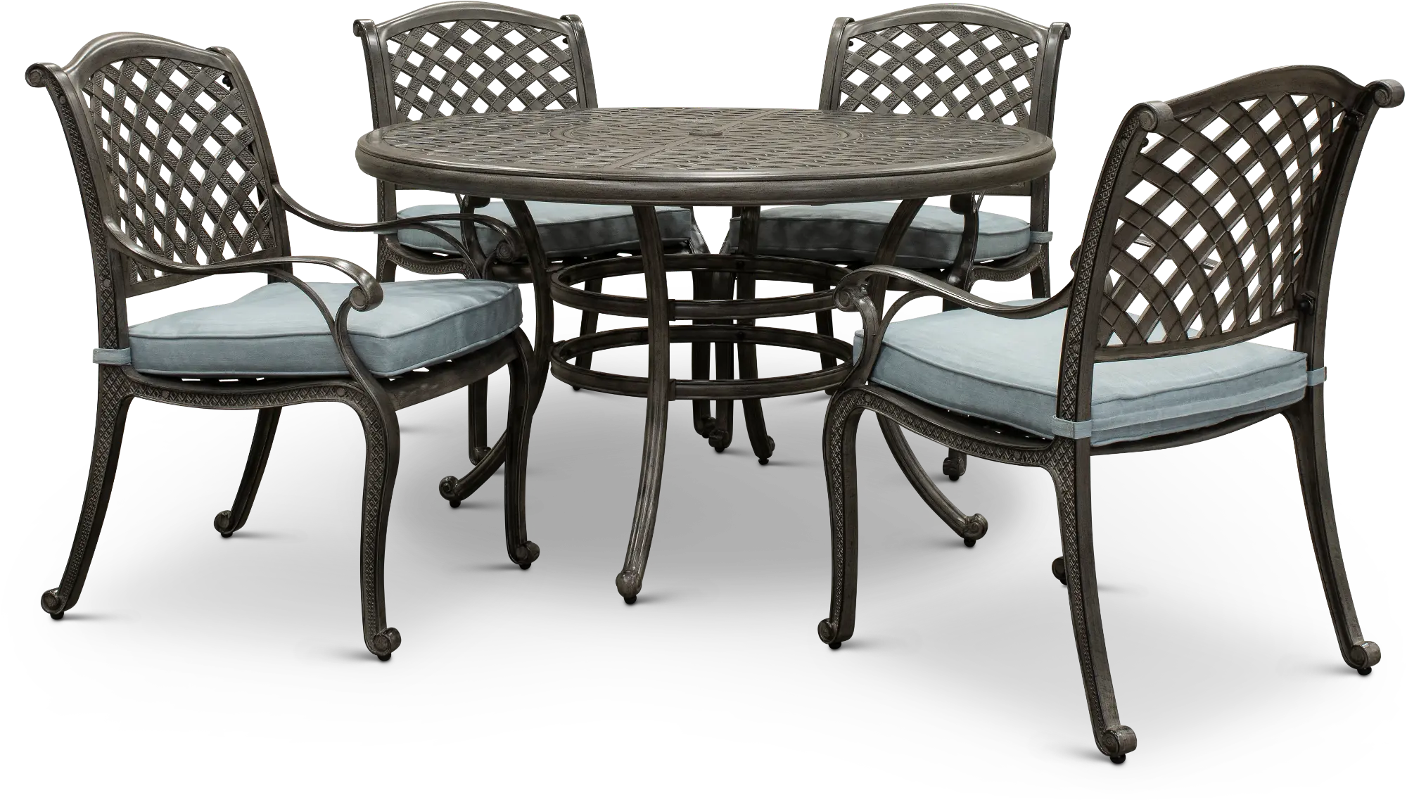 Macan 5 Piece Gray Round Patio Dining Set-1