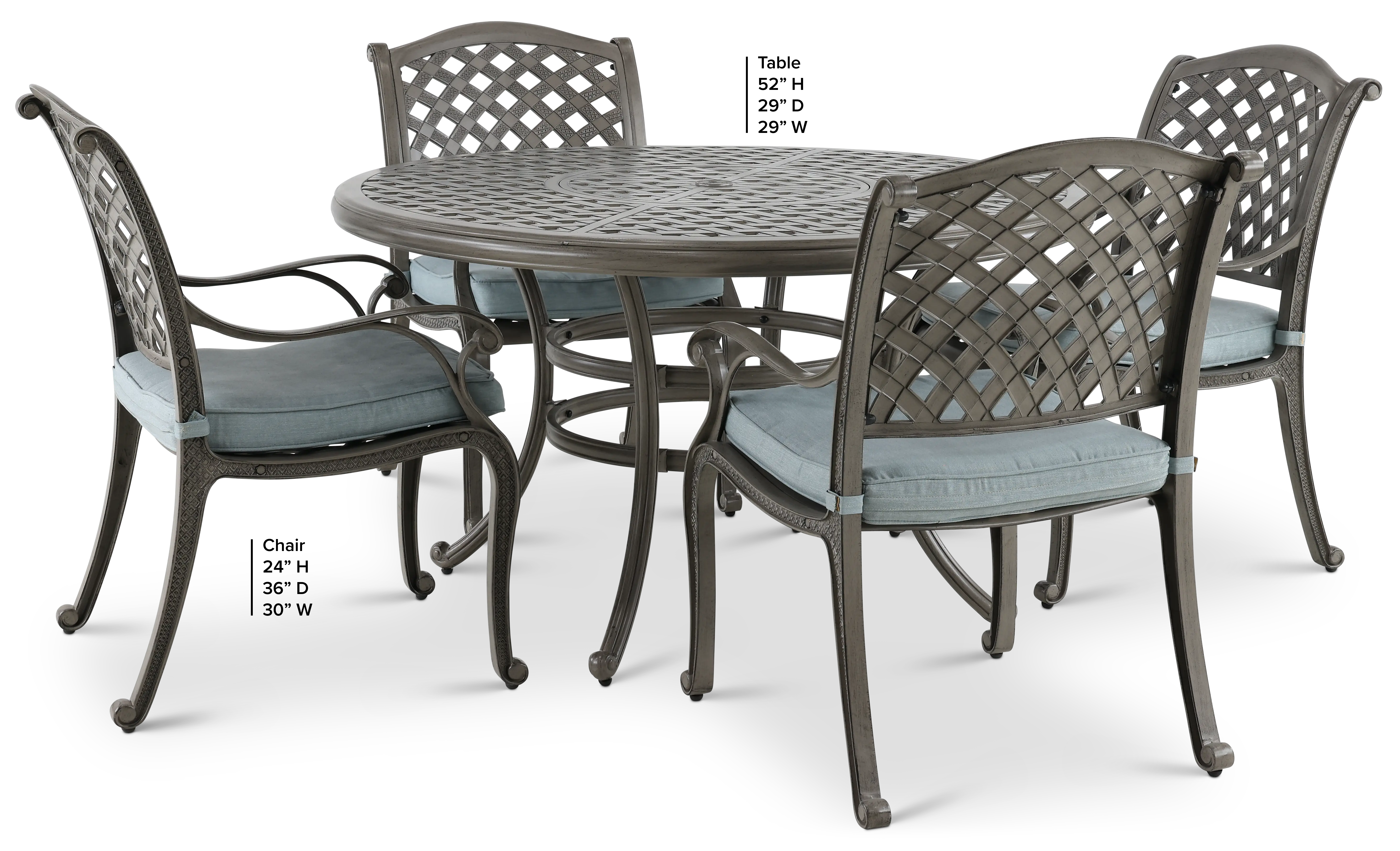 Macan 5 Piece Gray Round Patio Dining Set-3