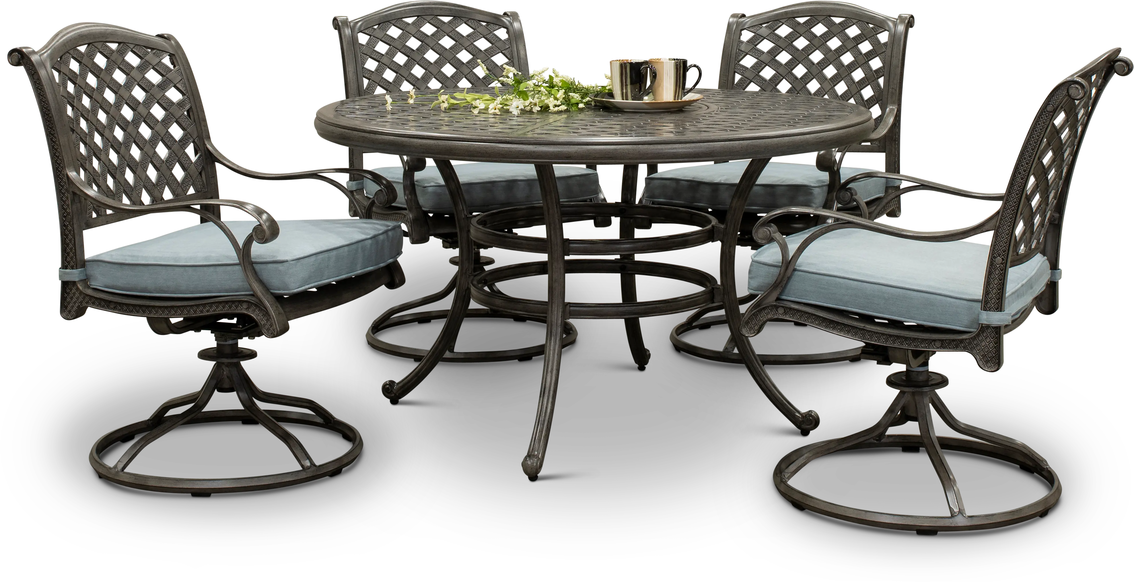 Macan Gray and Blue 5 Piece Patio Dining Set-2