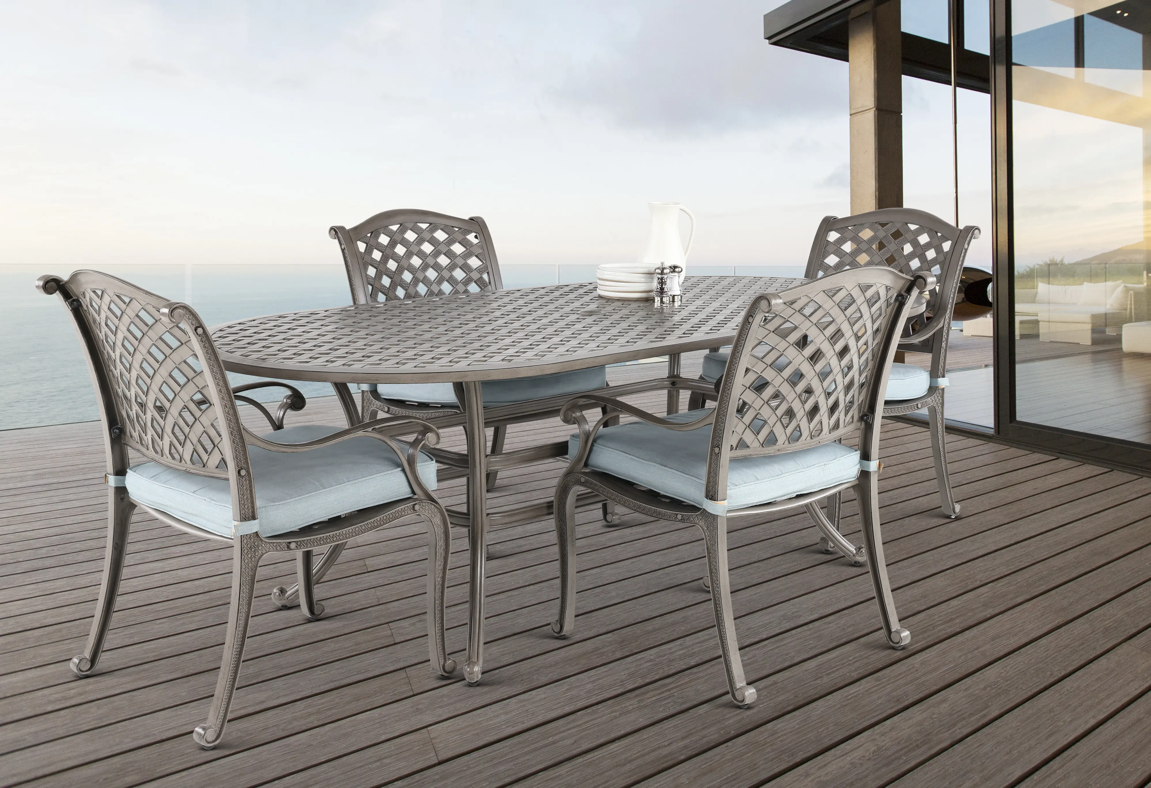 Macan Gray Metal 5 Piece Outdoor Dining Set-2