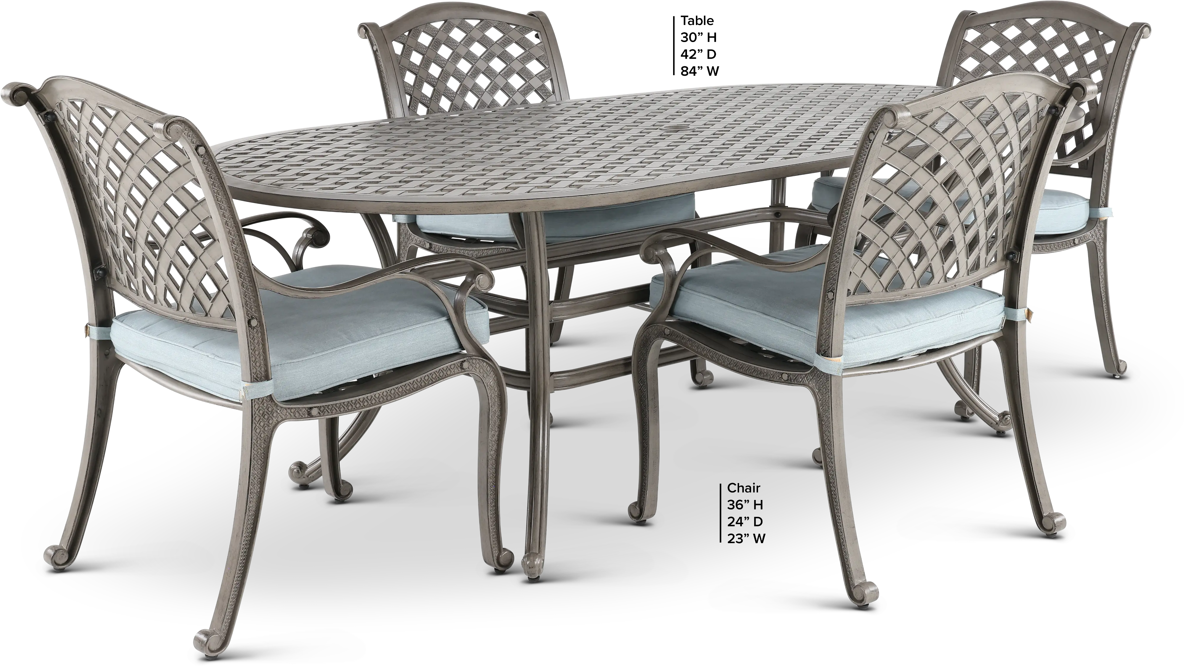 Macan Gray Metal 5 Piece Outdoor Dining Set-3
