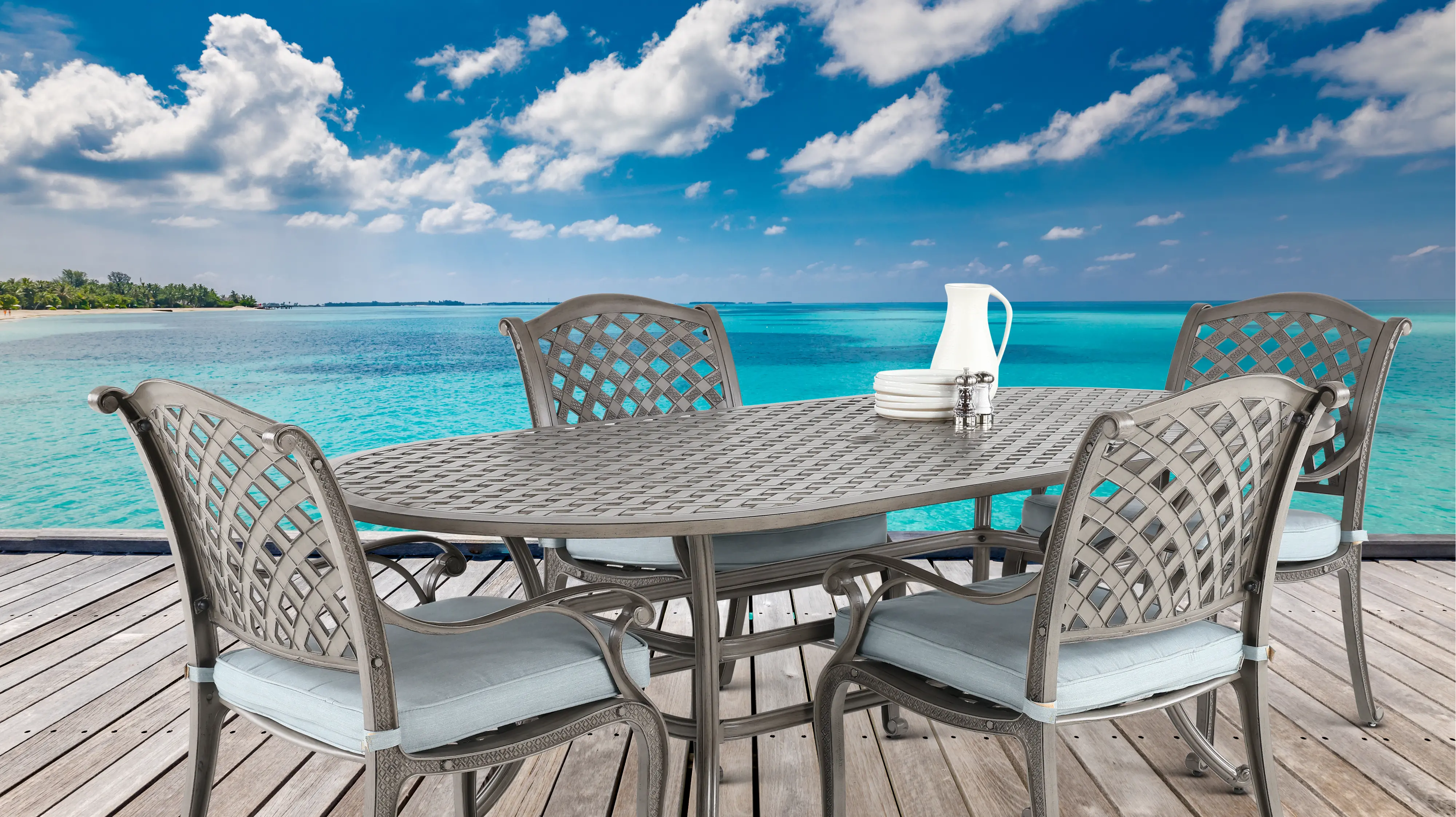 Macan Gray Metal 5 Piece Outdoor Dining Set-7