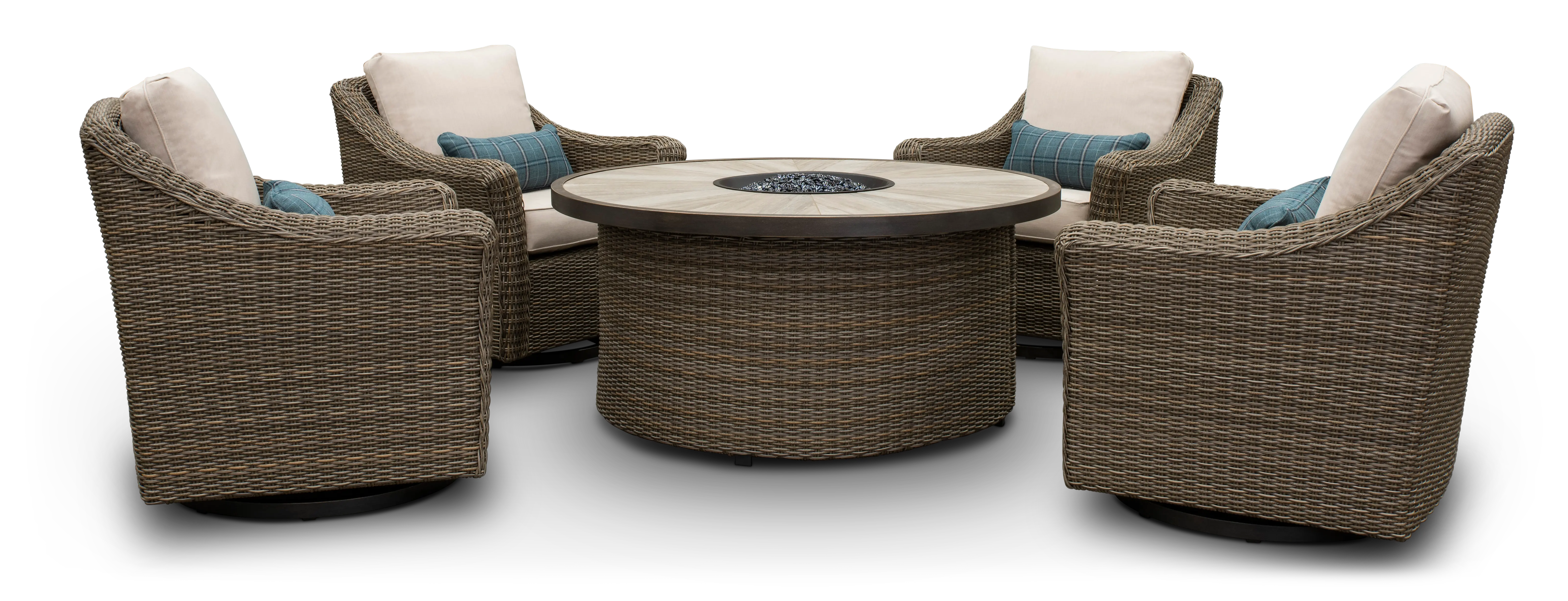  Woven 5 Piece Fire Pit Chat Set - Oak Grove-1