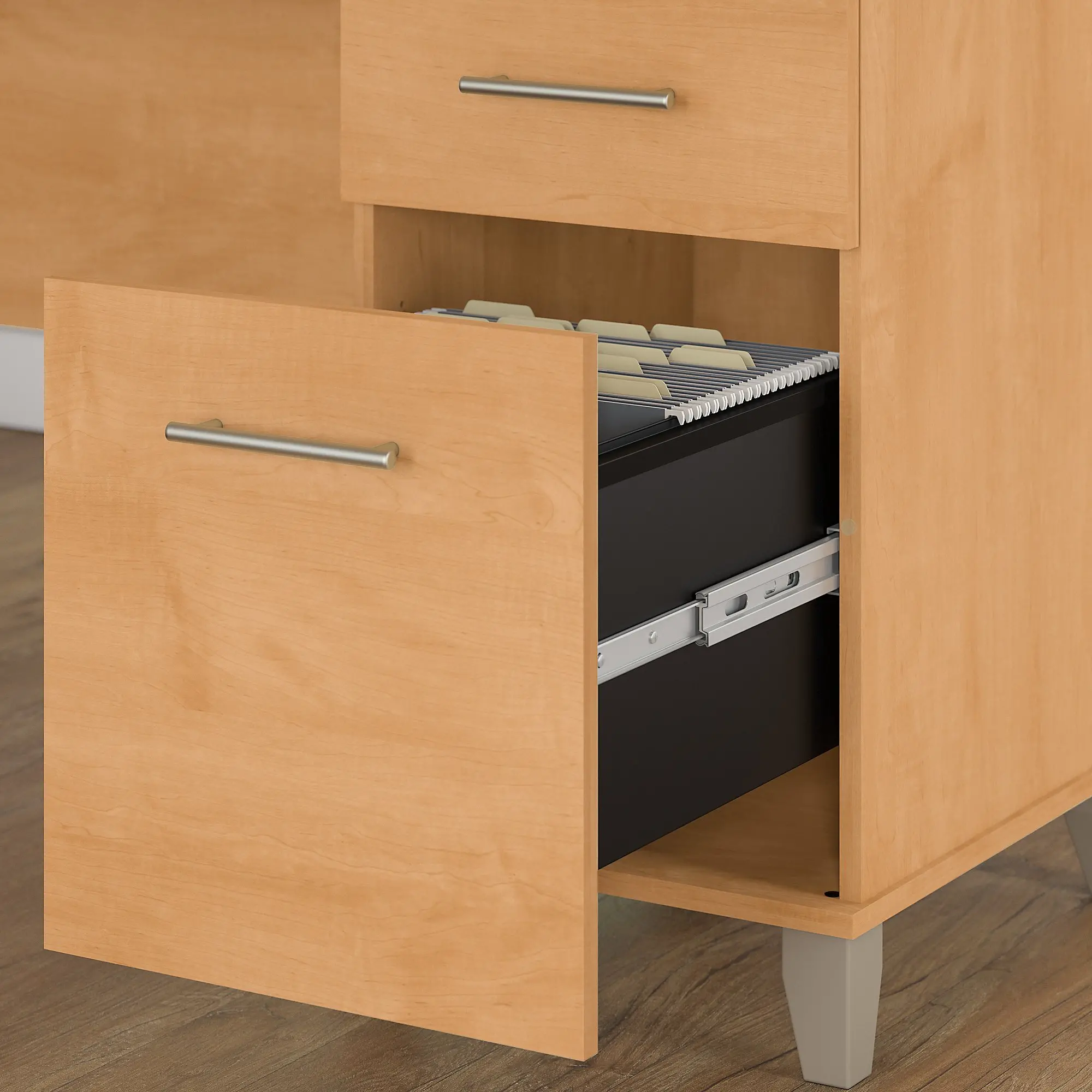 SET002MC Maple L Shaped Computer Desk with Hutch - Somerset-5