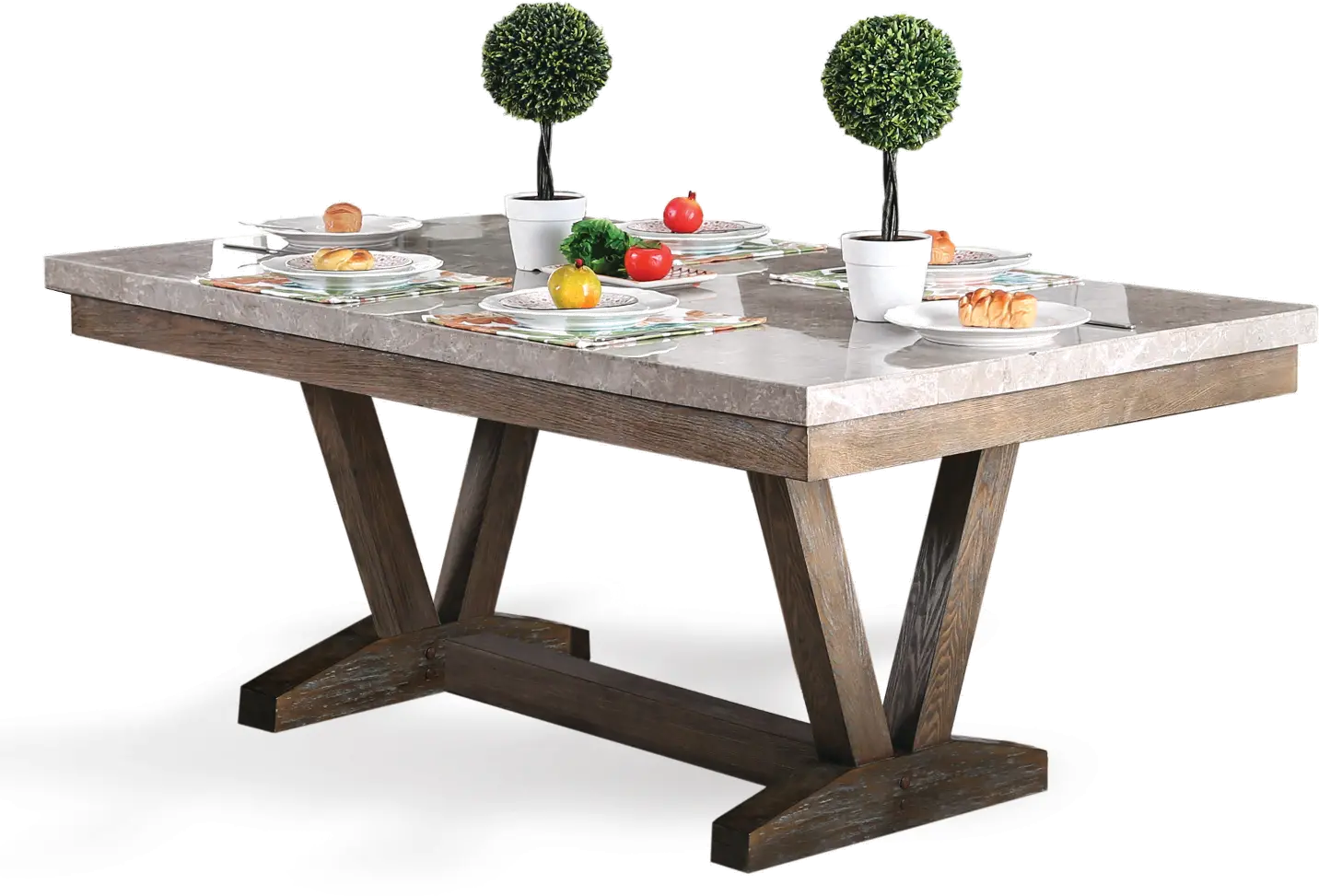 Bridgend Marble Trestle Dining Table-1