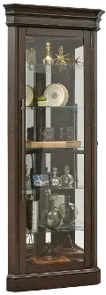 Ash Brown Corner Curio Cabinet