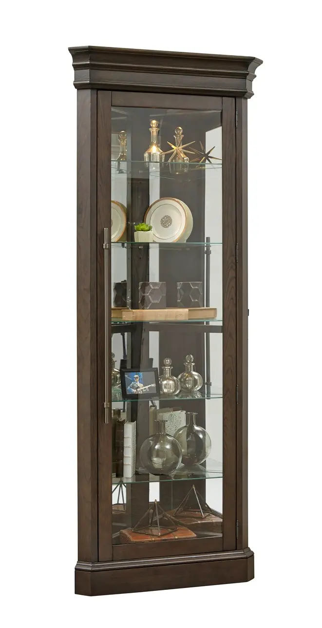 Ash Brown Corner Curio Cabinet-1