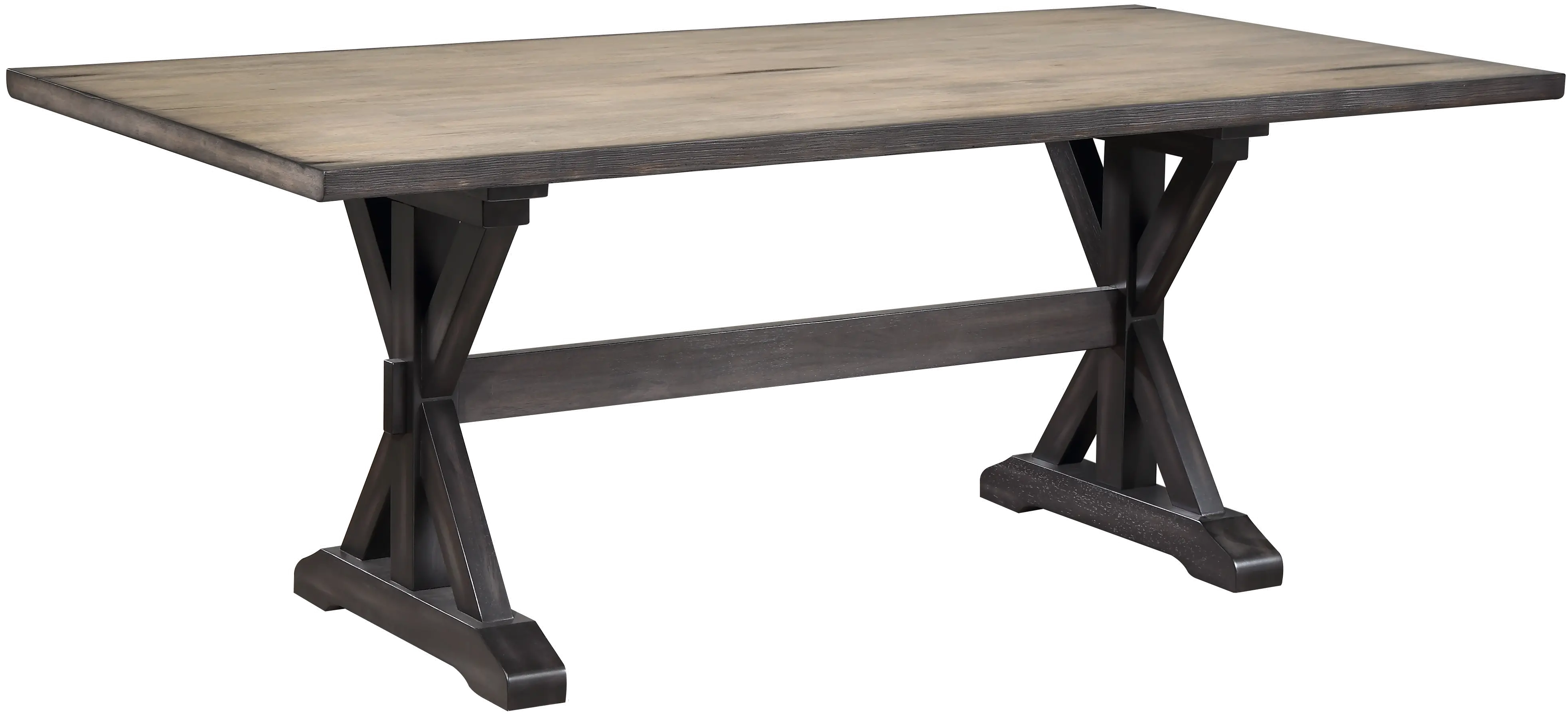 Orlando Farmhouse Sand and Black Trestle Dining Room Table-1