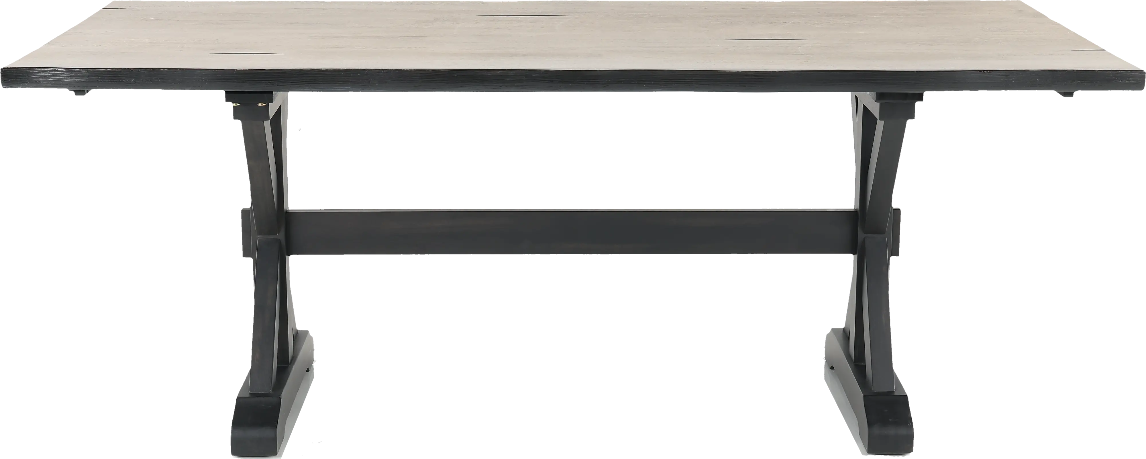 Orlando Farmhouse Sand and Black Trestle Dining Room Table-4