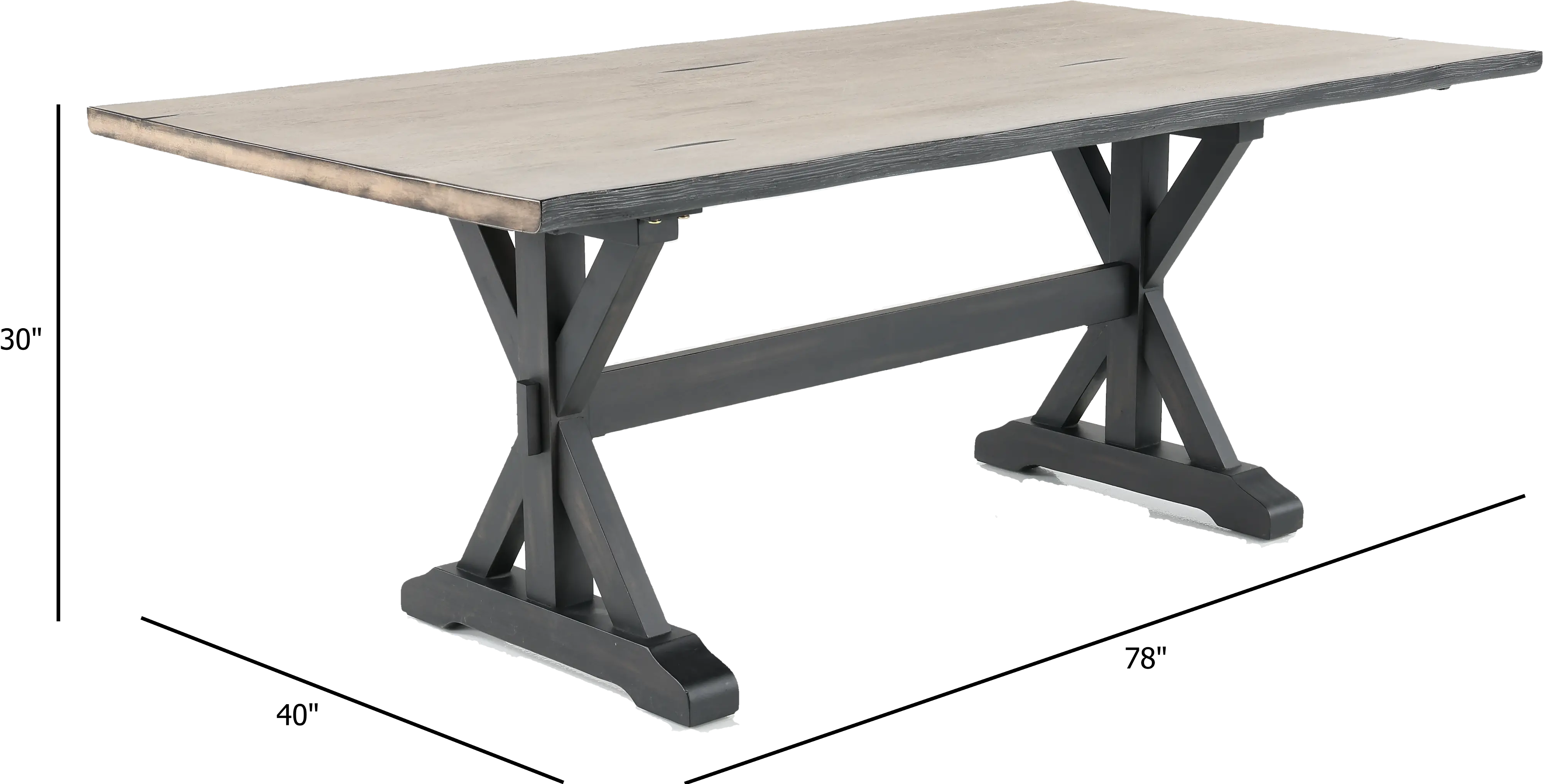 Orlando Farmhouse Sand and Black Trestle Dining Room Table-3