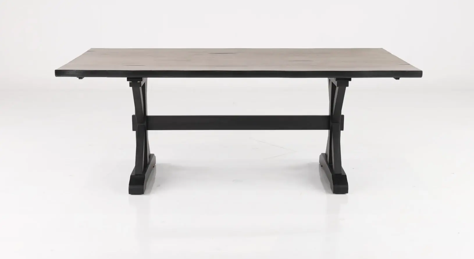 Orlando Farmhouse Sand and Black Trestle Dining Room Table-5