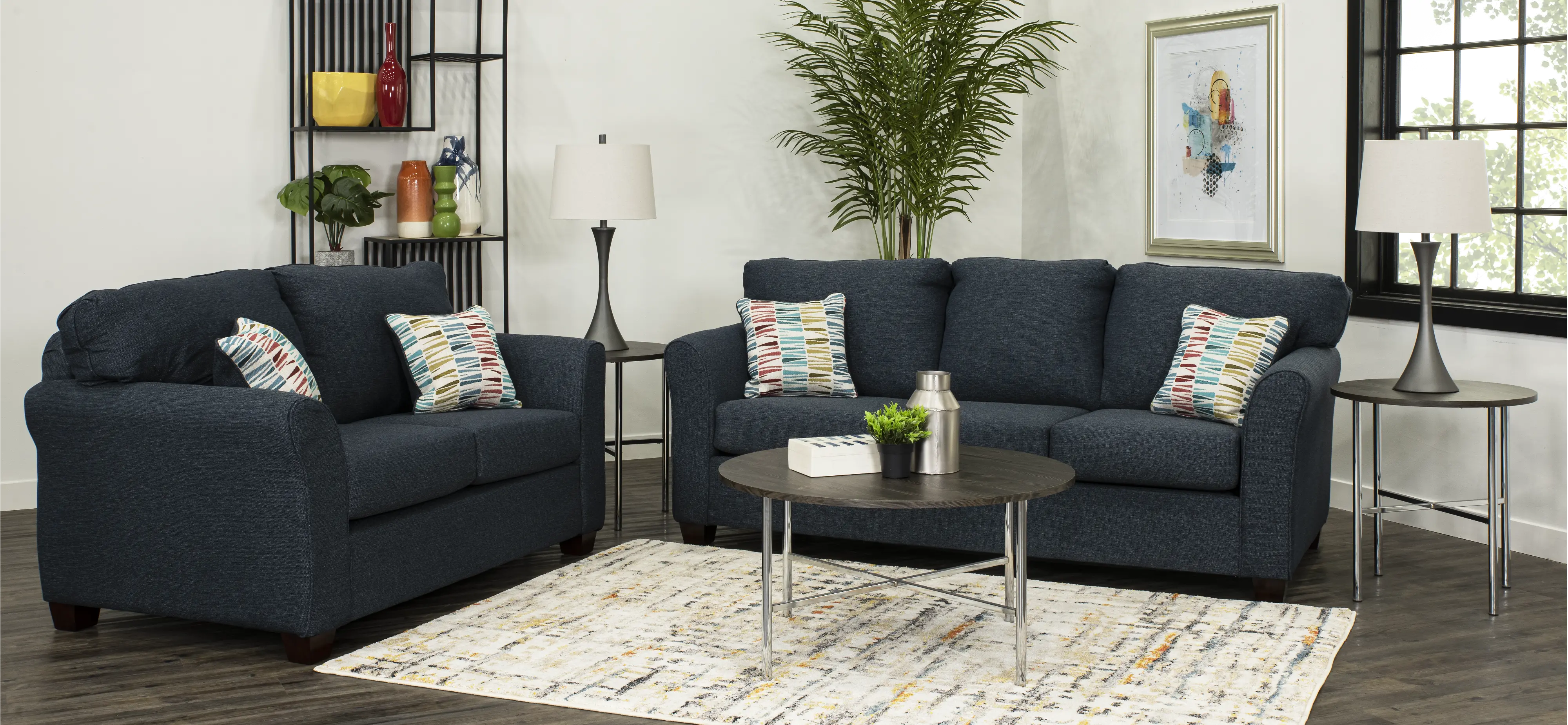 7PC/WALL/NAVY/SLTL Wall St. Blue 7 Piece Living Room Set-1