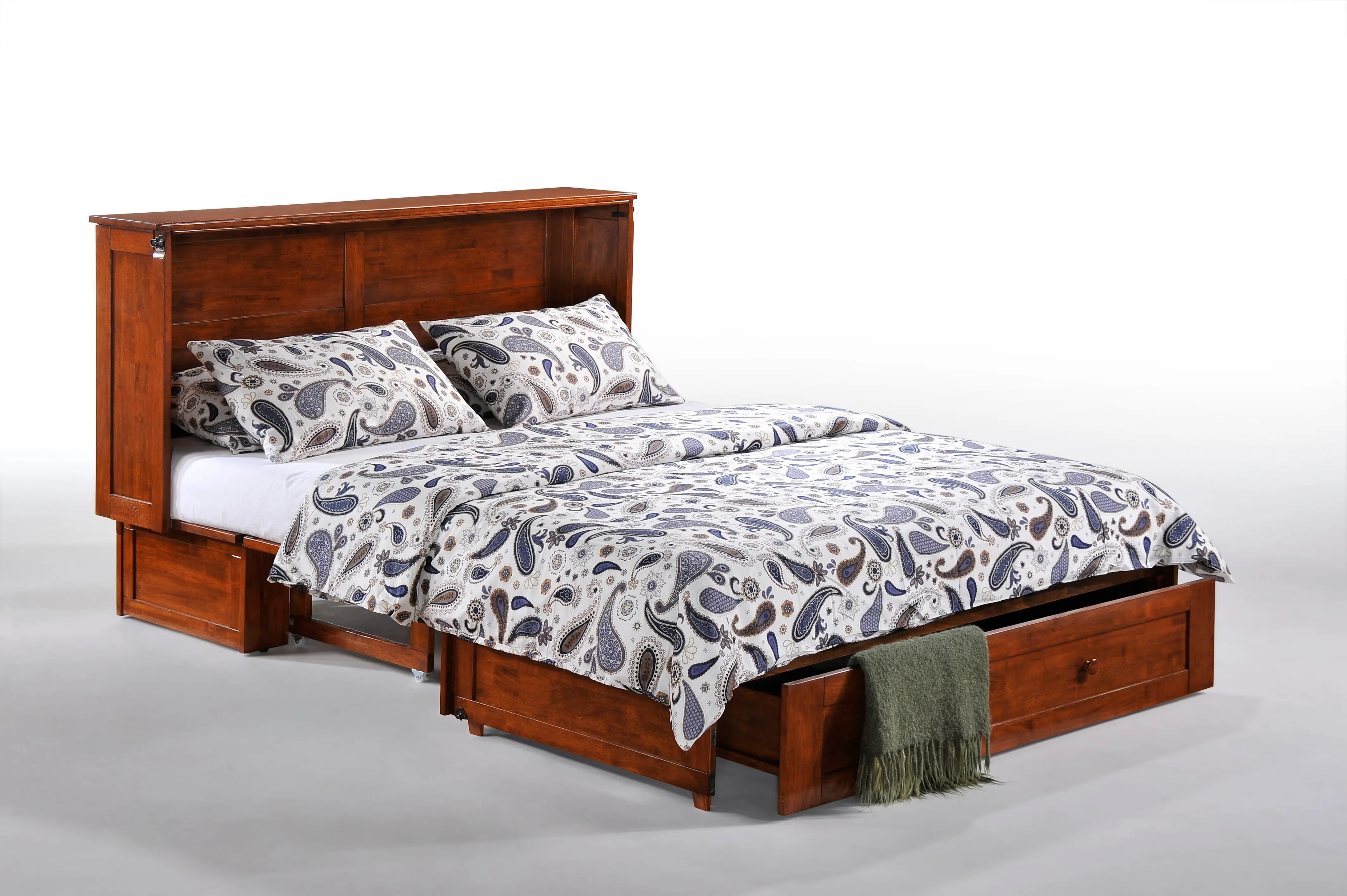 Clover Cherry Brown Queen Murphy Bed-1
