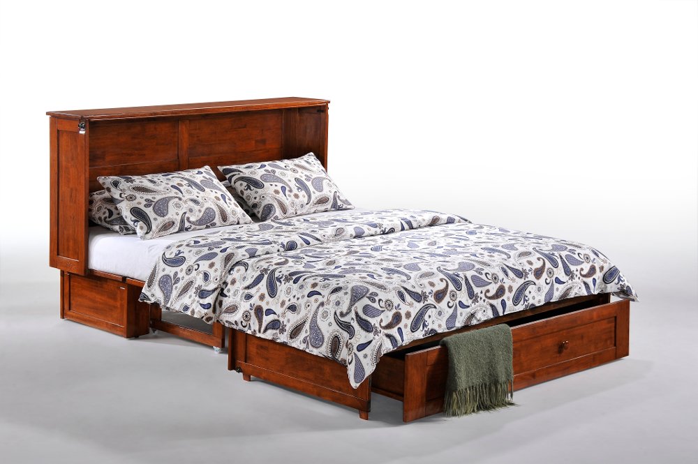 Clover Cherry Brown Queen Murphy Bed