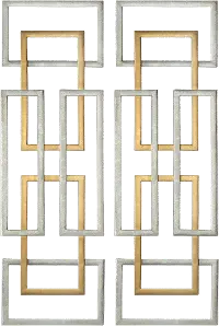 Assorted Antique Gold and Silver Leaf Metal Wall Panel