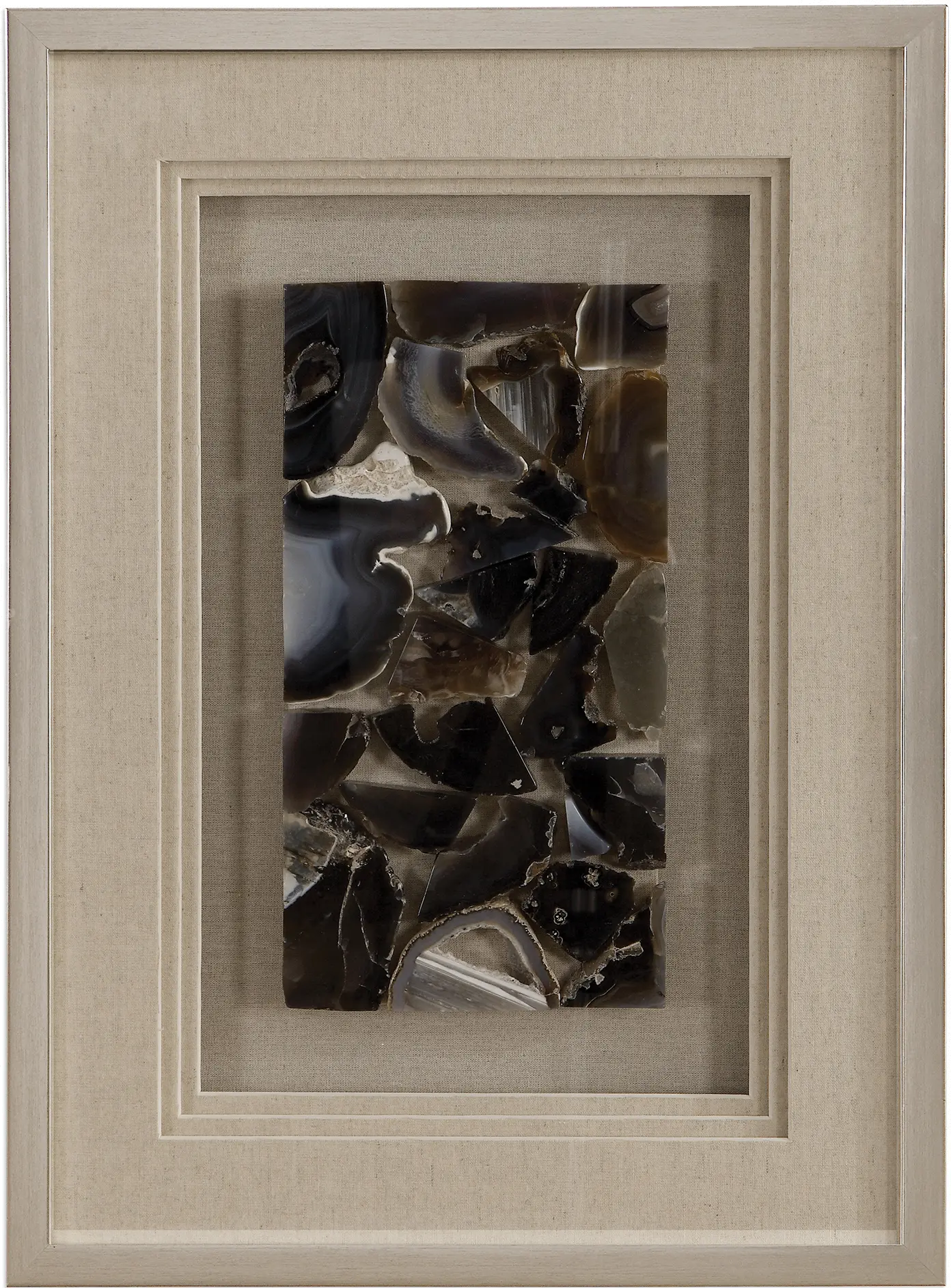 Cool Blue and Tan Natural Agate Shadow Box Wall Art-1