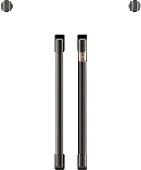 CXWSFHKPMBT Cafe Brushed Black Bar Handle and Knob Kit for French Door Single Wall Oven