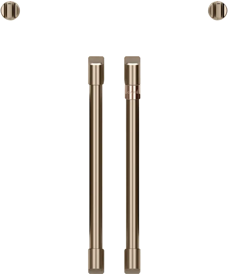 Cafe Brushed Bronze Bar Handle and Knob Kit for French Door Single Wall Oven