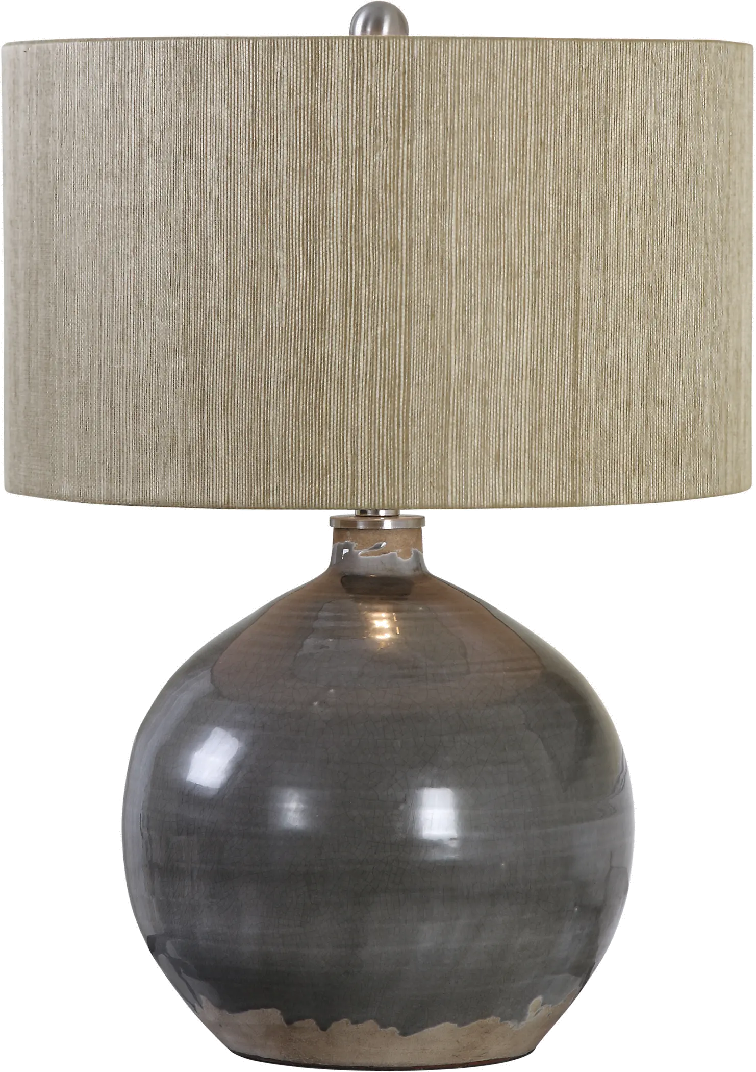 Charcoal Gray Ceramic Table Lamp with Nickel Accents-1