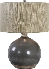Charcoal Gray Ceramic Table Lamp with Nickel Accents
