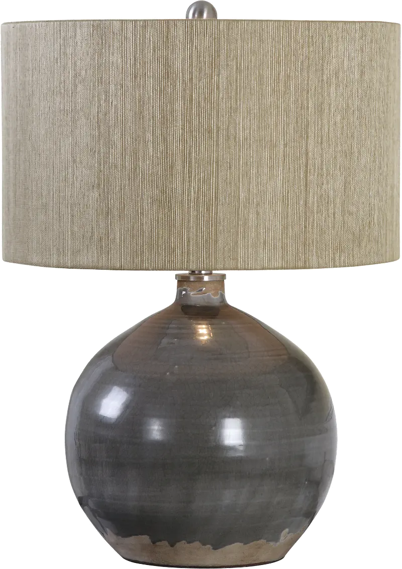 Charcoal Gray Ceramic Table Lamp with Nickel Accents