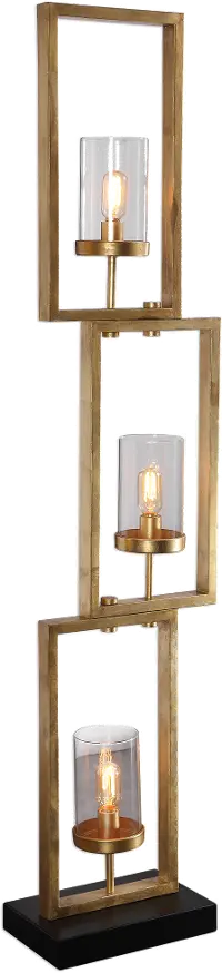 Antique Gold Staggered Steel Rectangles Floor Lamp