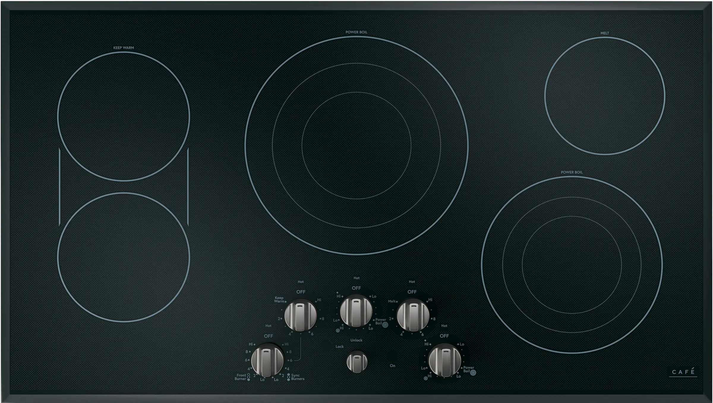 CXCE1HKPMBT Café 5 Electric Cooktop Knobs in Brushed Black-2