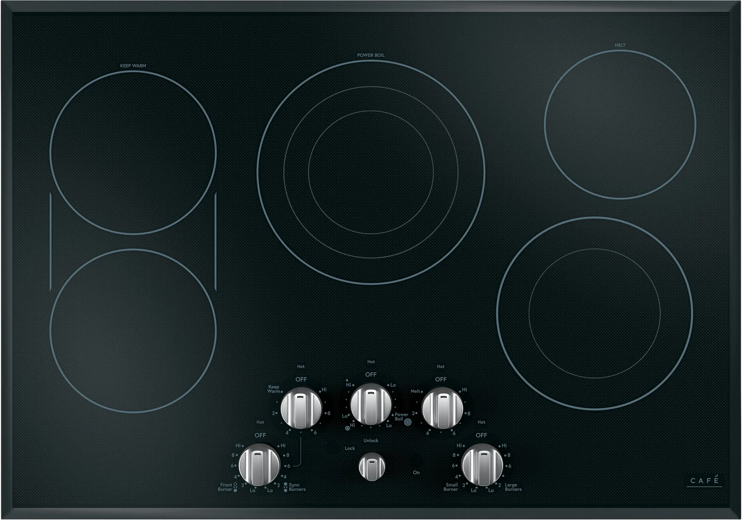 CXCE1HKPMSS Cafe 5 Electric Cooktop Knobs in Brushed Stainless Steel-2