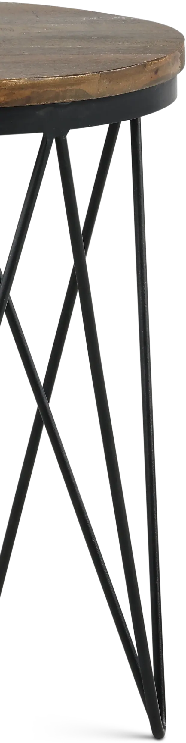 Aubrey Reclaimed Wood Round End Table with Hairpin Metal Legs-6