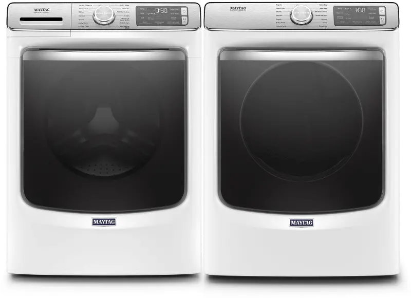 Maytag Smart Laundry Pair with Front Load Washing Machine and Electric Dryer - White