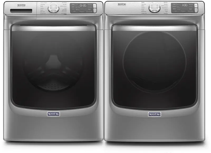 Maytag Laundry Kit with Front Load Washing Machine and Electric Dryer - Chrome