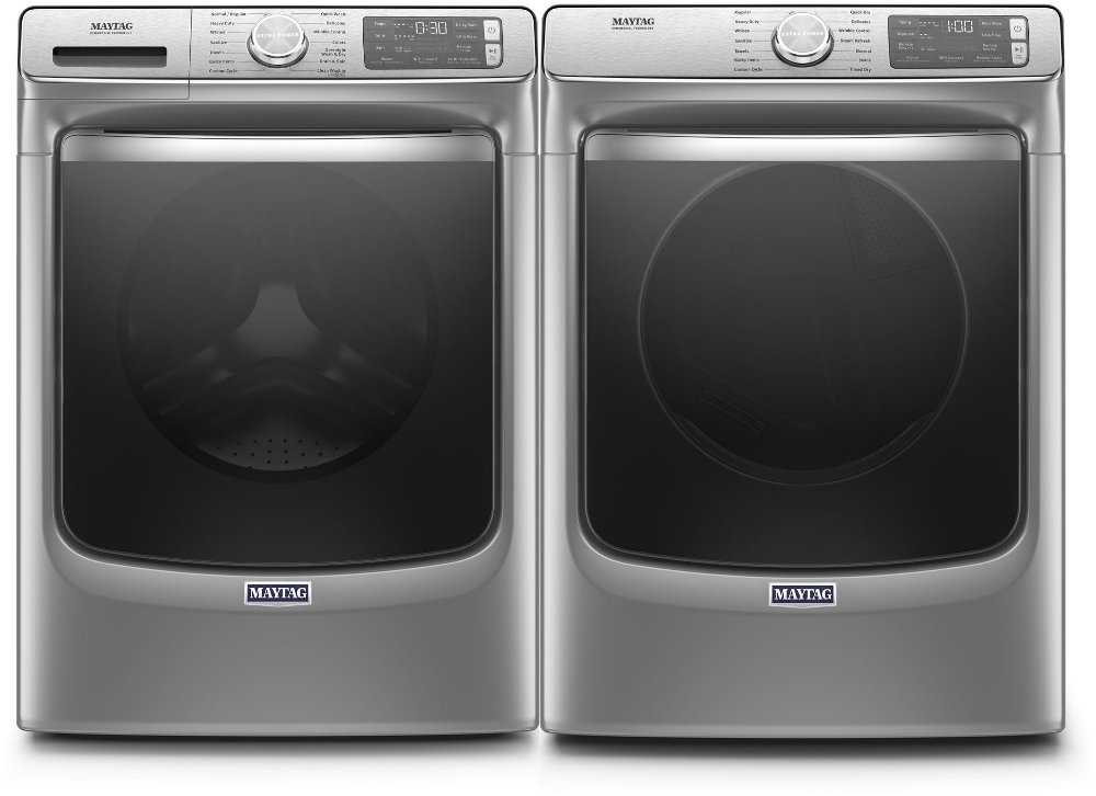 Maytag Laundry Kit with Front Load Washing Machine and Gas Dryer - Chrome