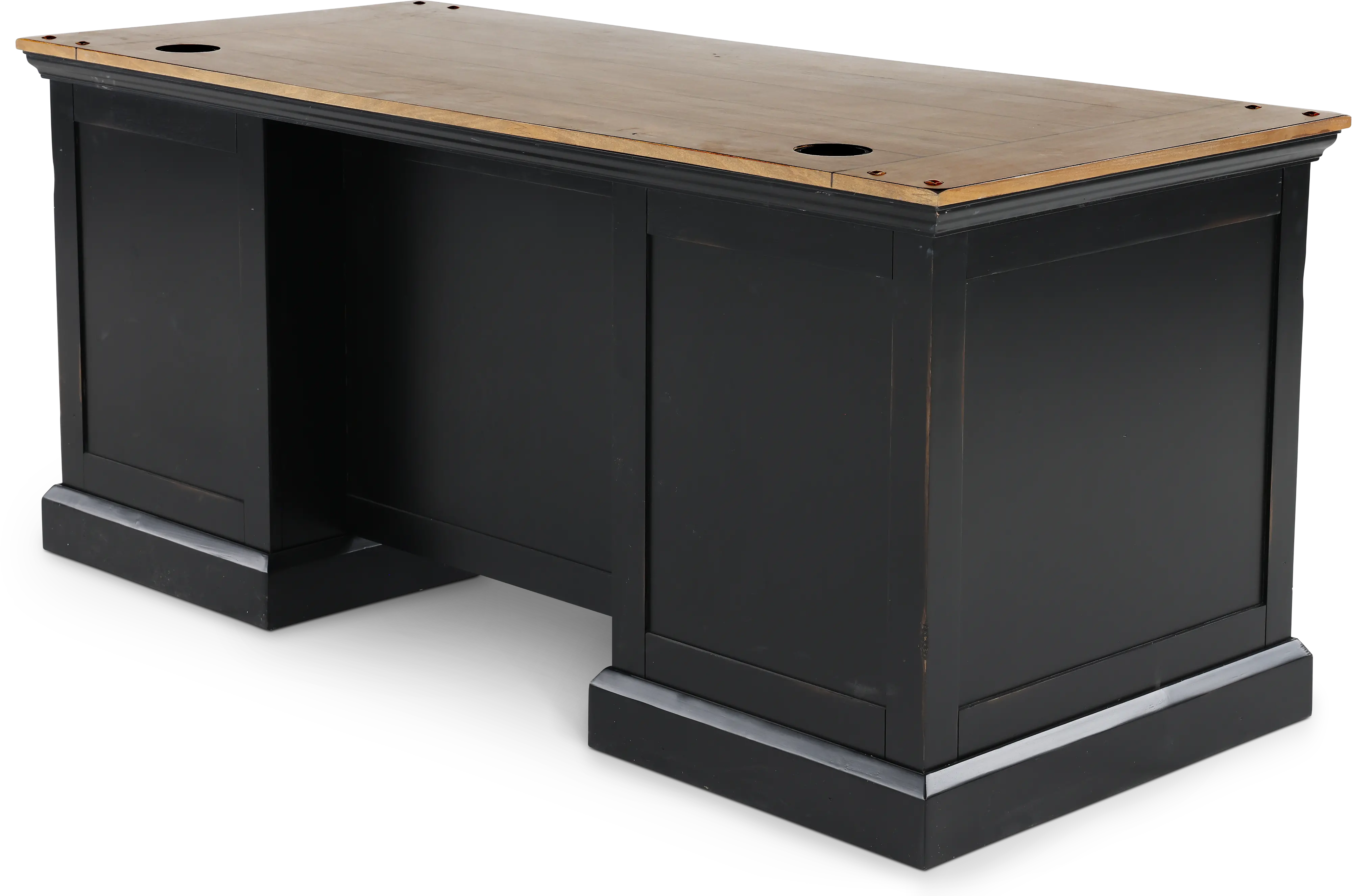 Toulouse Brown and Black Double Pedestal Desk-6
