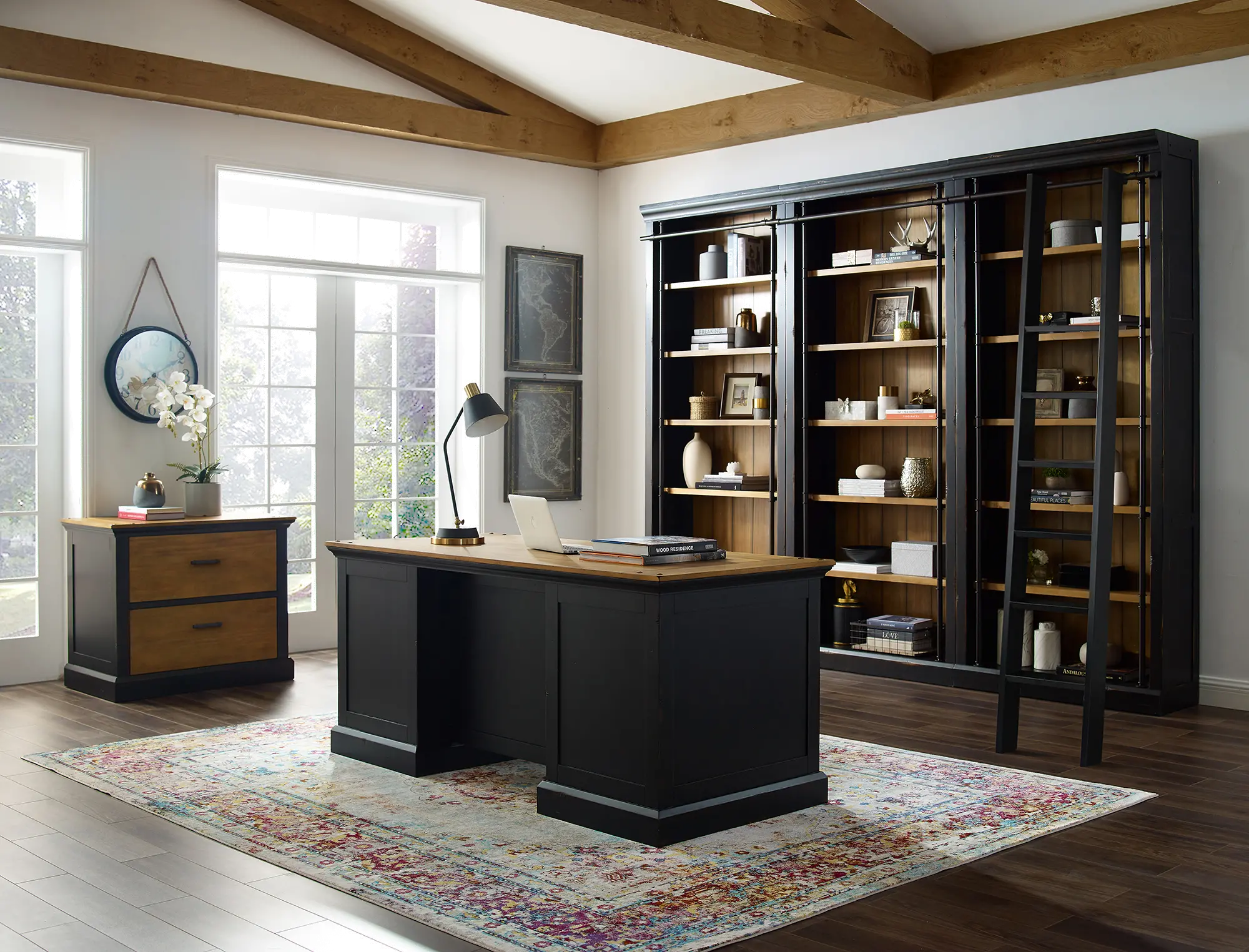 Toulouse Natural Brown and Black Lateral File Cabinet-2
