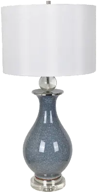 Crystal and Blue Crackle Ceramic Table Lamp