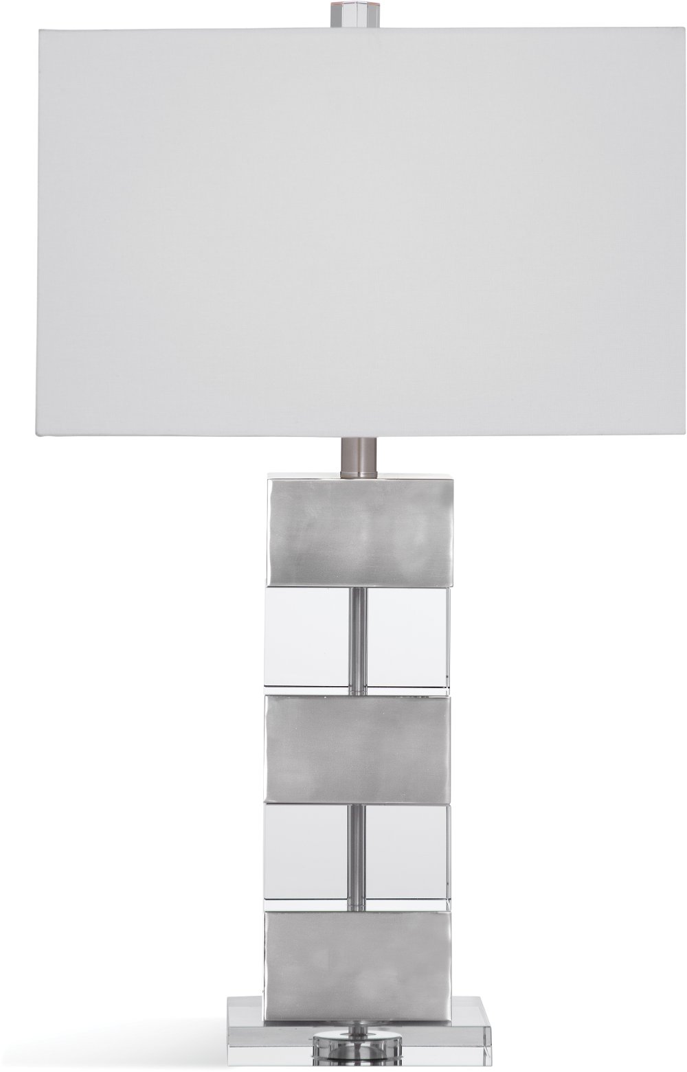 Silver and Crystal Striped Table Lamp - Elara