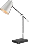 Brushed Nickel and Black Desk Lamp with Wireless Charging