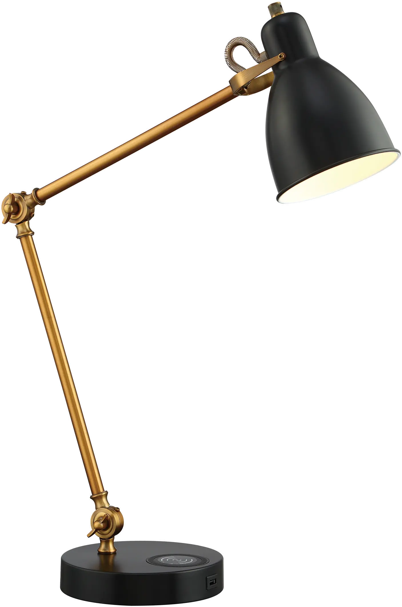 Antique Bronze and Black Desk Lamp with Wireless Charging-1