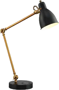 Antique Bronze and Black Desk Lamp with Wireless Charging