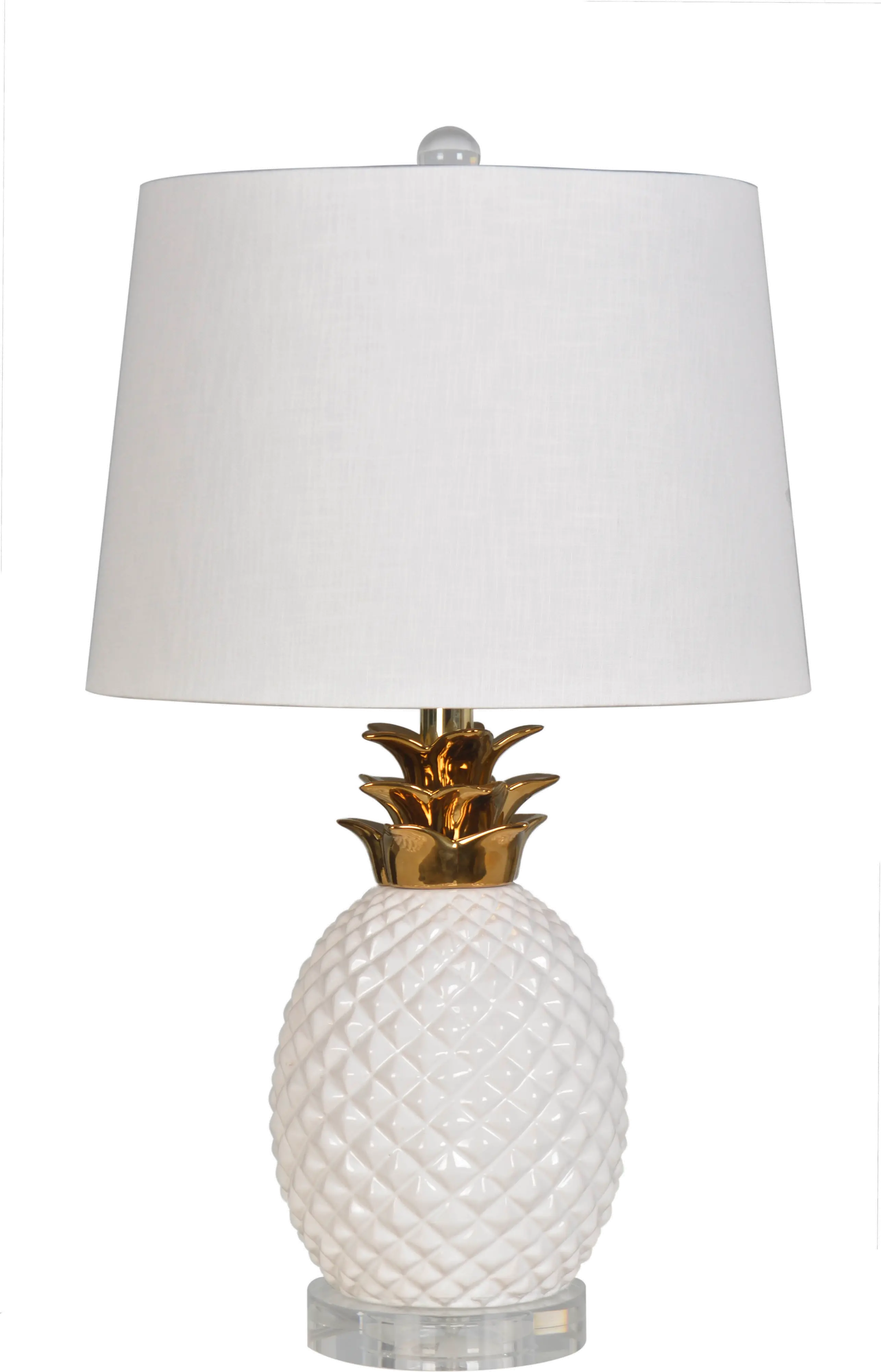 22 Inch Glossy White and Gold Plated Pineapple Table Lamp-1