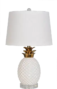 22 Inch Glossy White and Gold Plated Pineapple Table Lamp