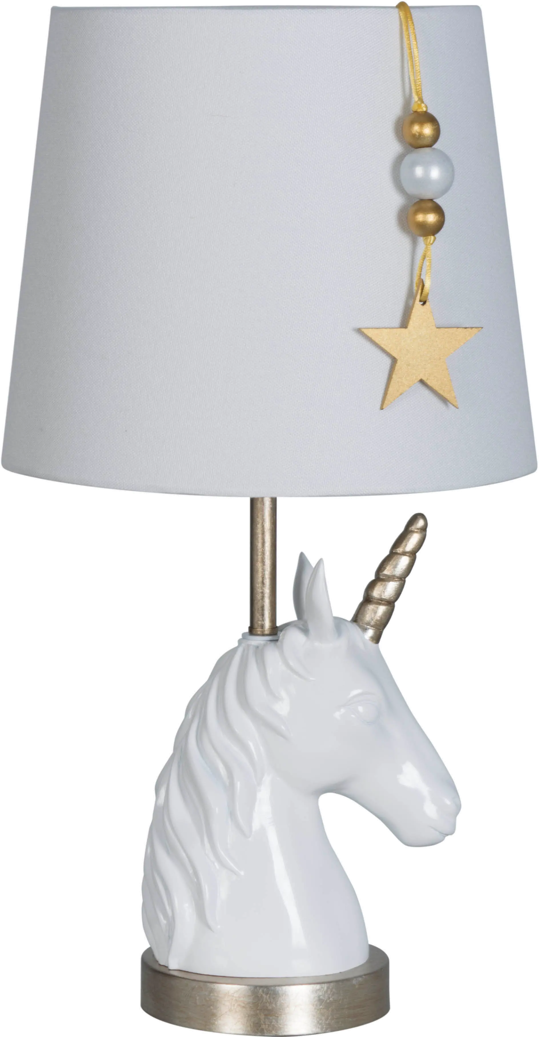 19 Inch Glossy White and Bronze Gold Unicorn Table Lamp-1