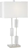 Polished Nickel Table Lamp with 3 Crystal Rectangles