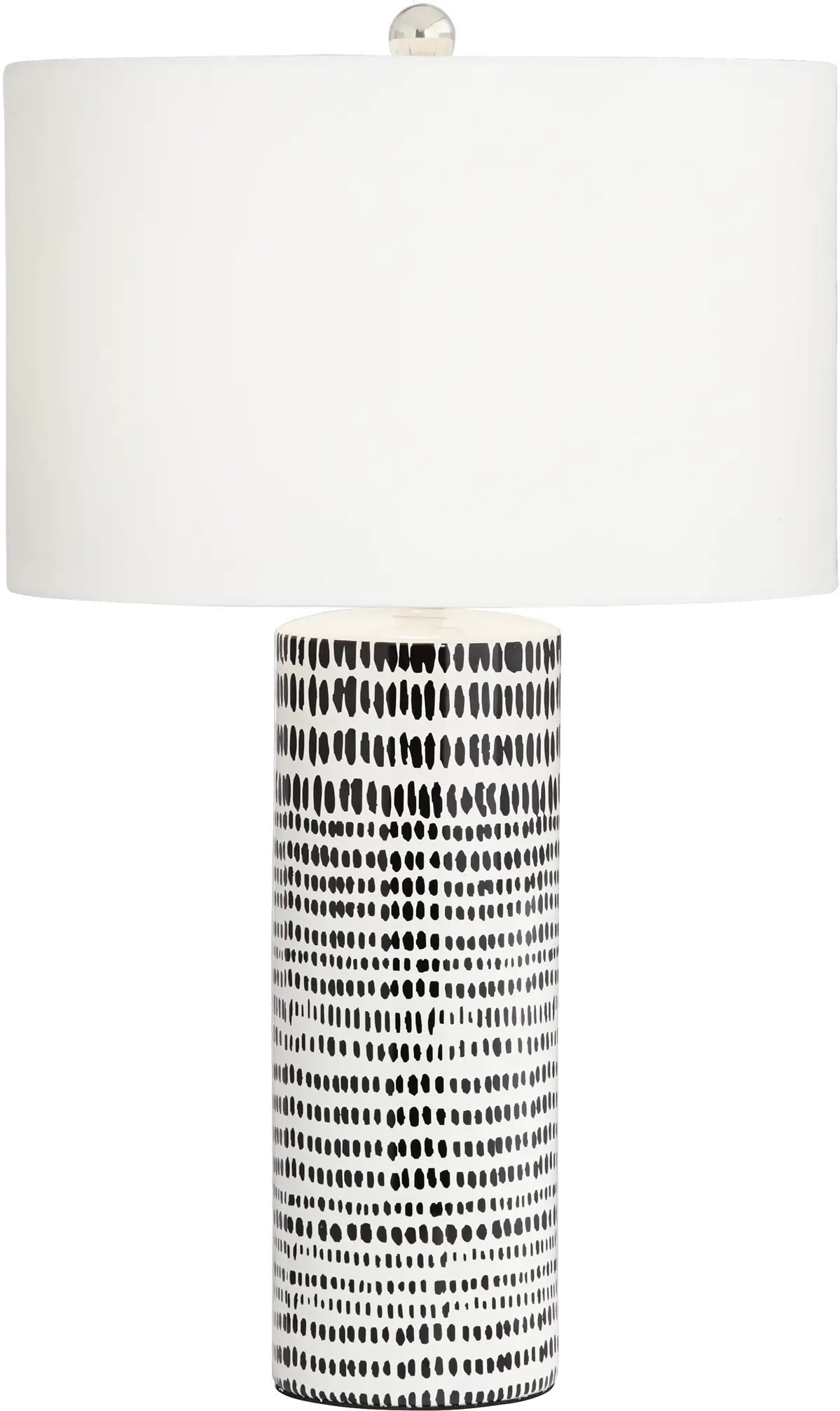 White Ceramic Table Lamp with Black Stripes-1